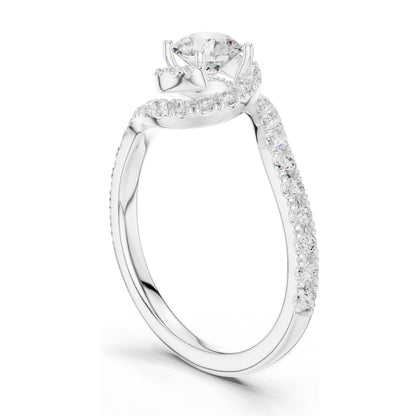 1.202 CT Round Brilliant Lab Diamond Halo Engagement Ring for Women | VVS-VS EF Clarity | 18KT, 14KT, 10KT Gold & 925 Silver | Rose, Yellow, White Gold & Moissanite Options