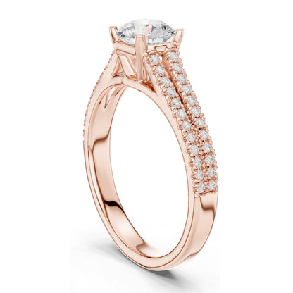 1.064 CT Round Brilliant Cut Lab Diamond Ring for Women | VVS-VS EF Clarity | 18KT, 14KT, 10KT Gold & 925 Silver | Moissanite Option | Rose, Yellow, White Gold