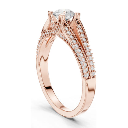 0.944 CT Round Brilliant Lab Diamond Ring for Women | VVS-VS EF Clarity | 18KT, 14KT, 10KT Gold & 925 Silver | Rose, Yellow, White Gold & Moissanite Options