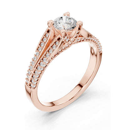 0.944 CT Round Brilliant Lab Diamond Ring for Women | VVS-VS EF Clarity | 18KT, 14KT, 10KT Gold & 925 Silver | Rose, Yellow, White Gold & Moissanite Options
