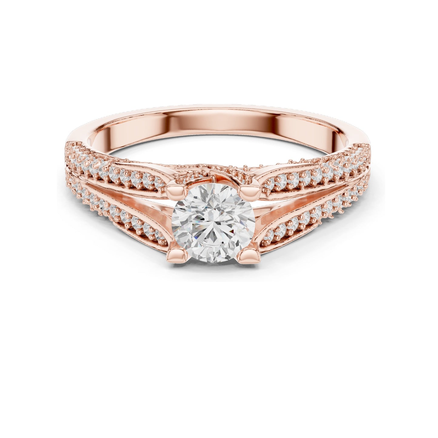 0.944 CT Round Brilliant Lab Diamond Ring for Women | VVS-VS EF Clarity | 18KT, 14KT, 10KT Gold & 925 Silver | Rose, Yellow, White Gold & Moissanite Options
