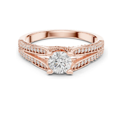 0.944 CT Round Brilliant Lab Diamond Ring for Women | VVS-VS EF Clarity | 18KT, 14KT, 10KT Gold & 925 Silver | Rose, Yellow, White Gold & Moissanite Options