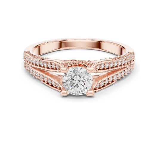 0.944 CT Round Brilliant Lab Diamond Ring for Women | VVS-VS EF Clarity | 18KT, 14KT, 10KT Gold & 925 Silver | Rose, Yellow, White Gold & Moissanite Options