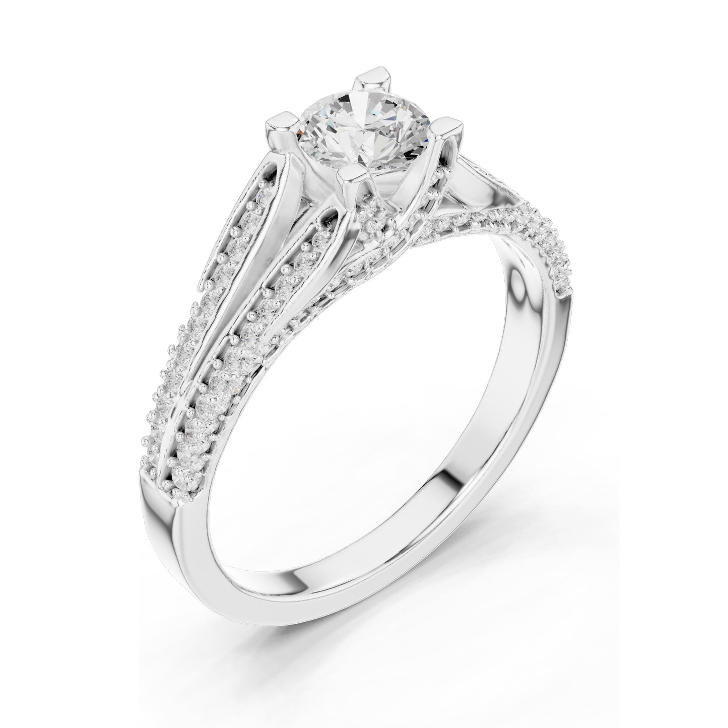 0.944 CT Round Brilliant Lab Diamond Ring for Women | VVS-VS EF Clarity | 18KT, 14KT, 10KT Gold & 925 Silver | Rose, Yellow, White Gold & Moissanite Options