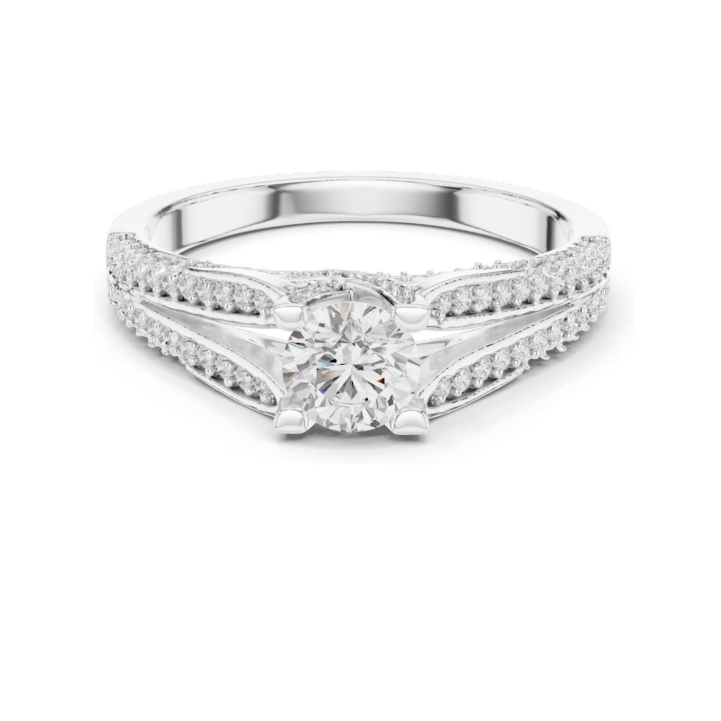 0.944 CT Round Brilliant Lab Diamond Ring for Women | VVS-VS EF Clarity | 18KT, 14KT, 10KT Gold & 925 Silver | Rose, Yellow, White Gold & Moissanite Options