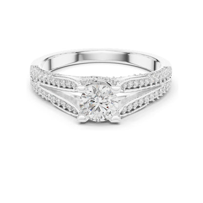 0.944 CT Round Brilliant Lab Diamond Ring for Women | VVS-VS EF Clarity | 18KT, 14KT, 10KT Gold & 925 Silver | Rose, Yellow, White Gold & Moissanite Options