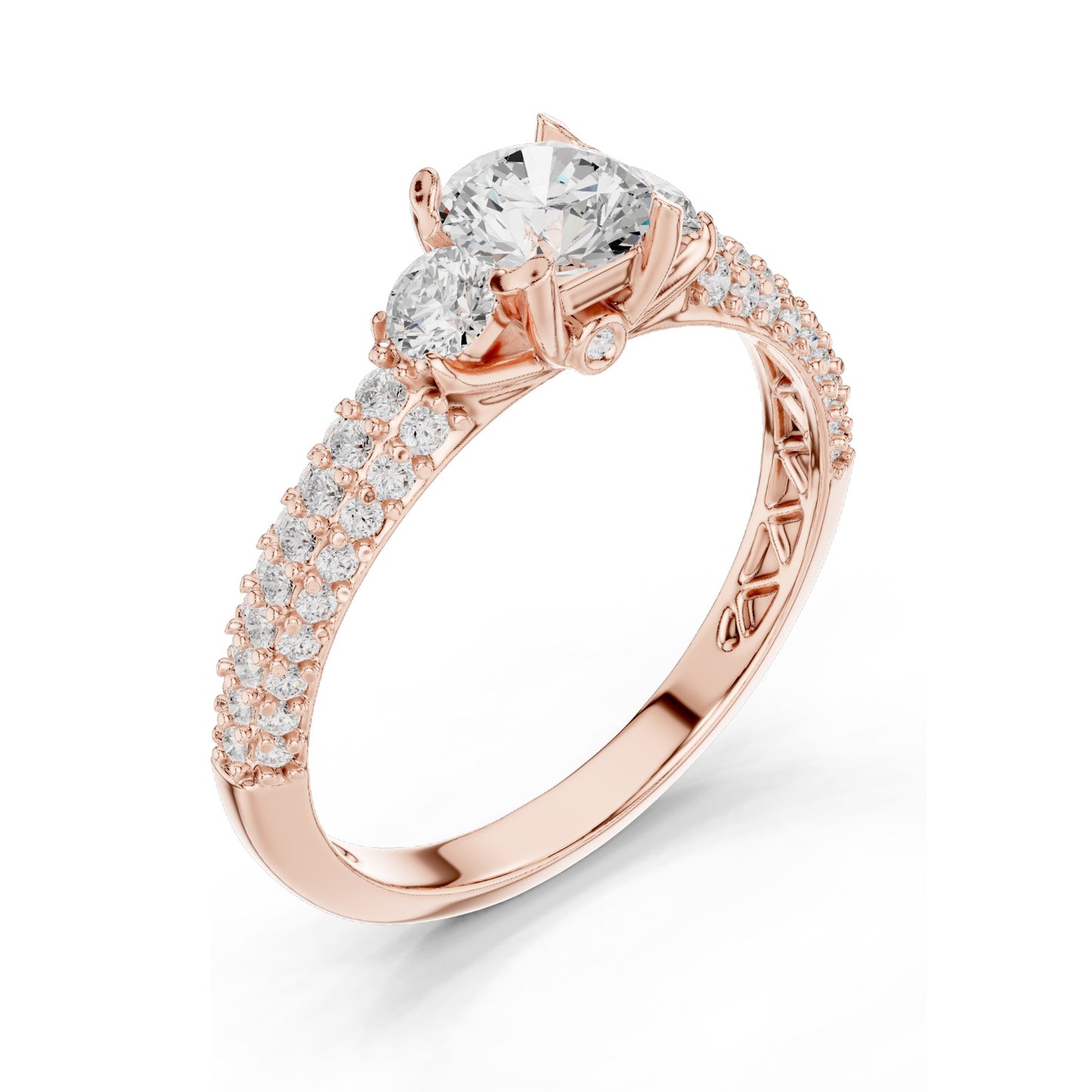 1.22 CT Round Brilliant & Side Stone Lab Diamond Ring for Women | VVS-VS EF Clarity | 18KT, 14KT, 10KT Gold & 925 Silver | Moissanite Options | Rose, Yellow, White Gold