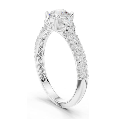 1.22 CT Round Brilliant & Side Stone Lab Diamond Ring for Women | VVS-VS EF Clarity | 18KT, 14KT, 10KT Gold & 925 Silver | Moissanite Options | Rose, Yellow, White Gold