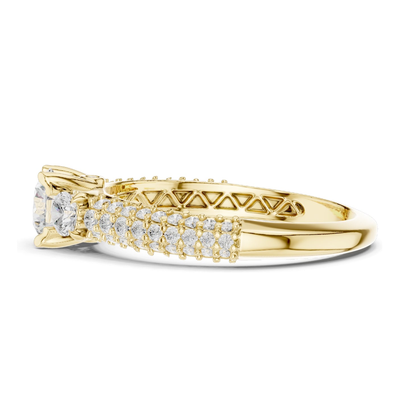 1.22 CT Round Brilliant & Side Stone Lab Diamond Ring for Women | VVS-VS EF Clarity | 18KT, 14KT, 10KT Gold & 925 Silver | Moissanite Options | Rose, Yellow, White Gold
