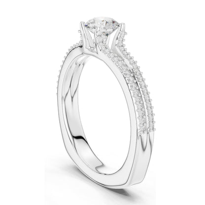 0.866 CT Round Brilliant Lab Diamond Ring for Women | VVS-VS EF Clarity | 18KT, 14KT, 10KT Gold & 925 Silver | Rose, Yellow, White Gold & Moissanite Options