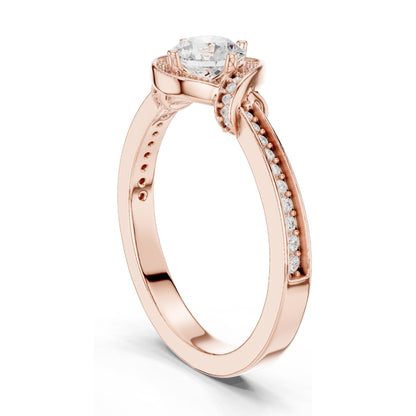 0.836 CT Round Brilliant Lab Diamond Ring for Women | VVS-VS EF Clarity | 18KT, 14KT, 10KT Gold & 925 Silver | Rose, Yellow, White Gold & Moissanite Options