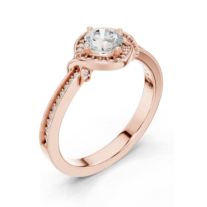 0.836 CT Round Brilliant Lab Diamond Ring for Women | VVS-VS EF Clarity | 18KT, 14KT, 10KT Gold & 925 Silver | Rose, Yellow, White Gold & Moissanite Options