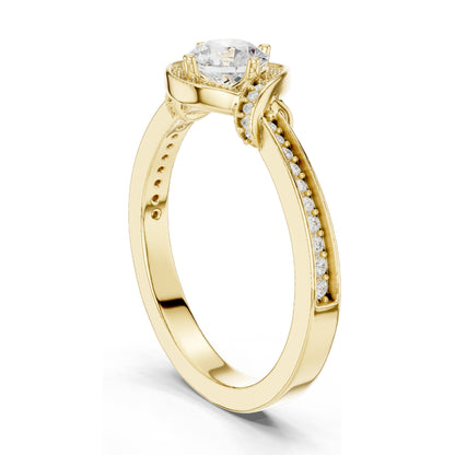 0.836 CT Round Brilliant Lab Diamond Ring for Women | VVS-VS EF Clarity | 18KT, 14KT, 10KT Gold & 925 Silver | Rose, Yellow, White Gold & Moissanite Options