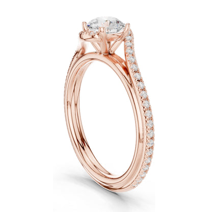 0.96 CT Round Brilliant Lab Diamond Twist Engagement Ring | VVS-VS EF Clarity | 18KT, 14KT, 10KT Gold & 925 Silver | Rose, Yellow, White Gold & Moissanite Options