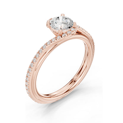 0.96 CT Round Brilliant Lab Diamond Twist Engagement Ring | VVS-VS EF Clarity | 18KT, 14KT, 10KT Gold & 925 Silver | Rose, Yellow, White Gold & Moissanite Options