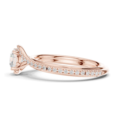 0.96 CT Round Brilliant Lab Diamond Twist Engagement Ring | VVS-VS EF Clarity | 18KT, 14KT, 10KT Gold & 925 Silver | Rose, Yellow, White Gold & Moissanite Options