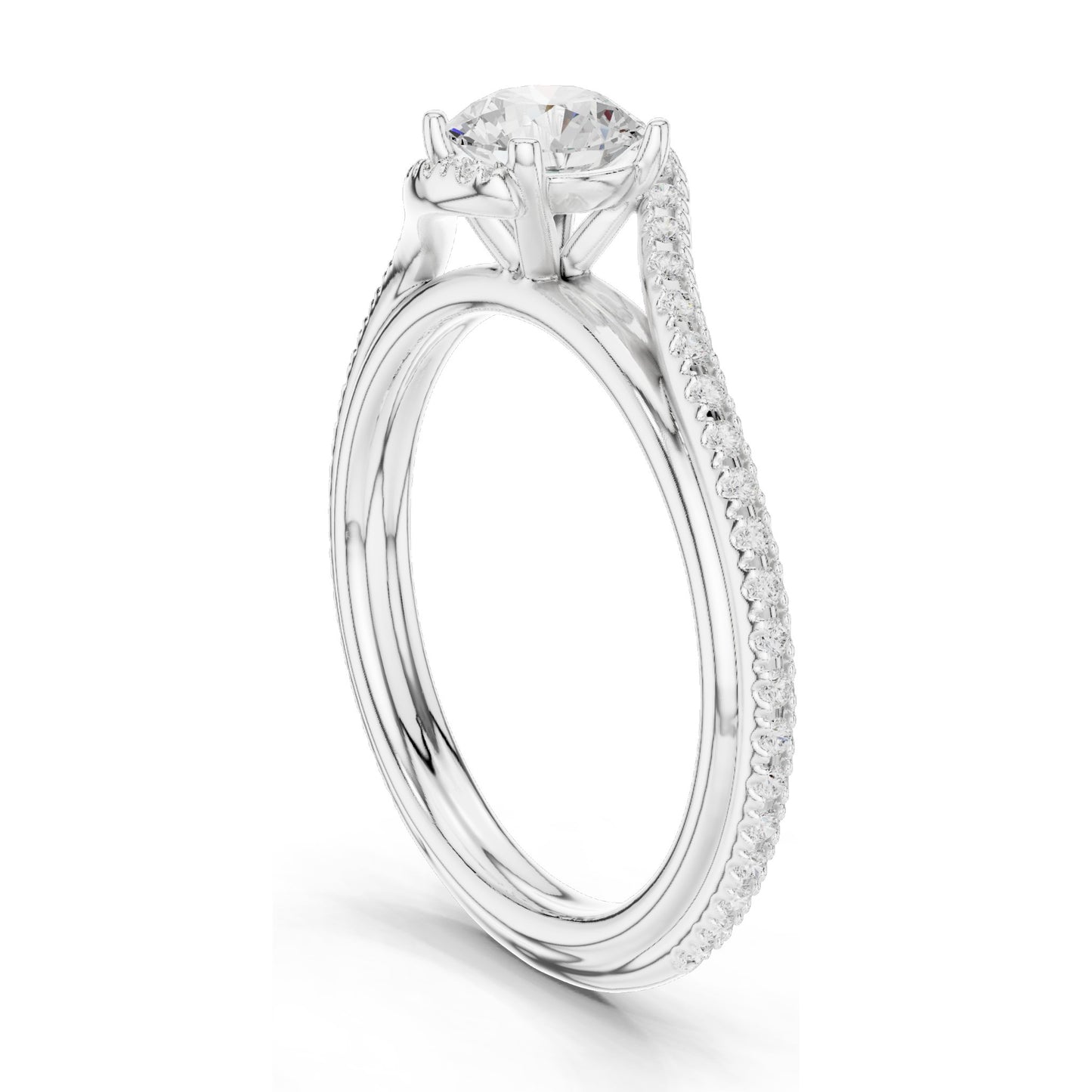 0.96 CT Round Brilliant Lab Diamond Twist Engagement Ring | VVS-VS EF Clarity | 18KT, 14KT, 10KT Gold & 925 Silver | Rose, Yellow, White Gold & Moissanite Options