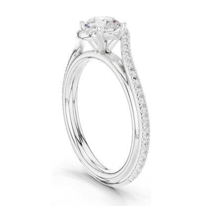0.96 CT Round Brilliant Lab Diamond Twist Engagement Ring | VVS-VS EF Clarity | 18KT, 14KT, 10KT Gold & 925 Silver | Rose, Yellow, White Gold & Moissanite Options