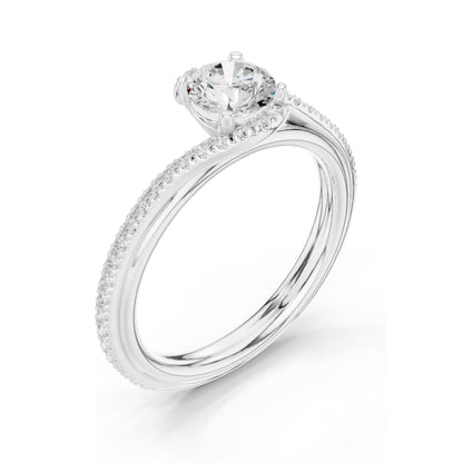0.96 CT Round Brilliant Lab Diamond Twist Engagement Ring | VVS-VS EF Clarity | 18KT, 14KT, 10KT Gold & 925 Silver | Rose, Yellow, White Gold & Moissanite Options