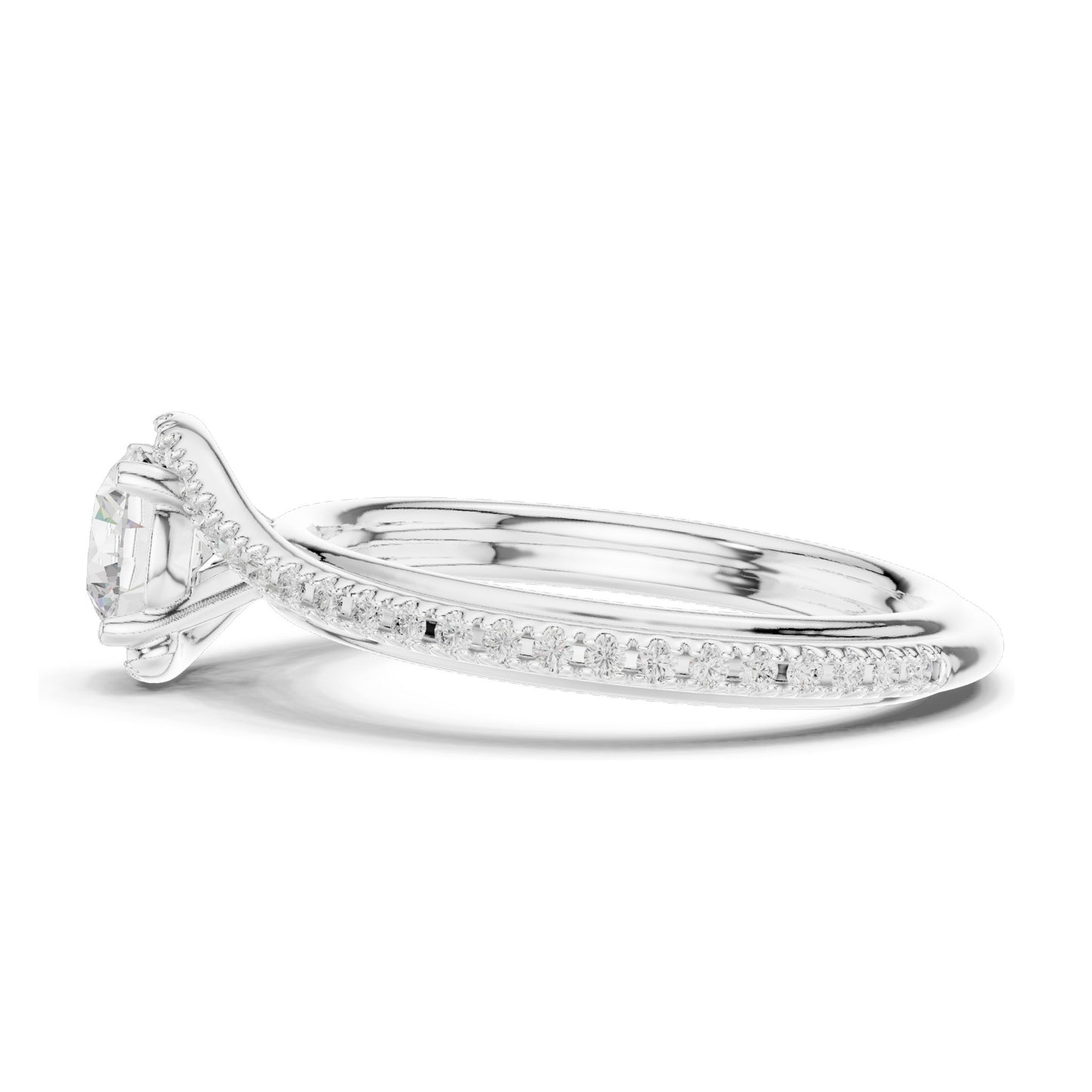 0.96 CT Round Brilliant Lab Diamond Twist Engagement Ring | VVS-VS EF Clarity | 18KT, 14KT, 10KT Gold & 925 Silver | Rose, Yellow, White Gold & Moissanite Options