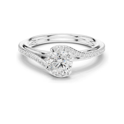 0.96 CT Round Brilliant Lab Diamond Twist Engagement Ring | VVS-VS EF Clarity | 18KT, 14KT, 10KT Gold & 925 Silver | Rose, Yellow, White Gold & Moissanite Options