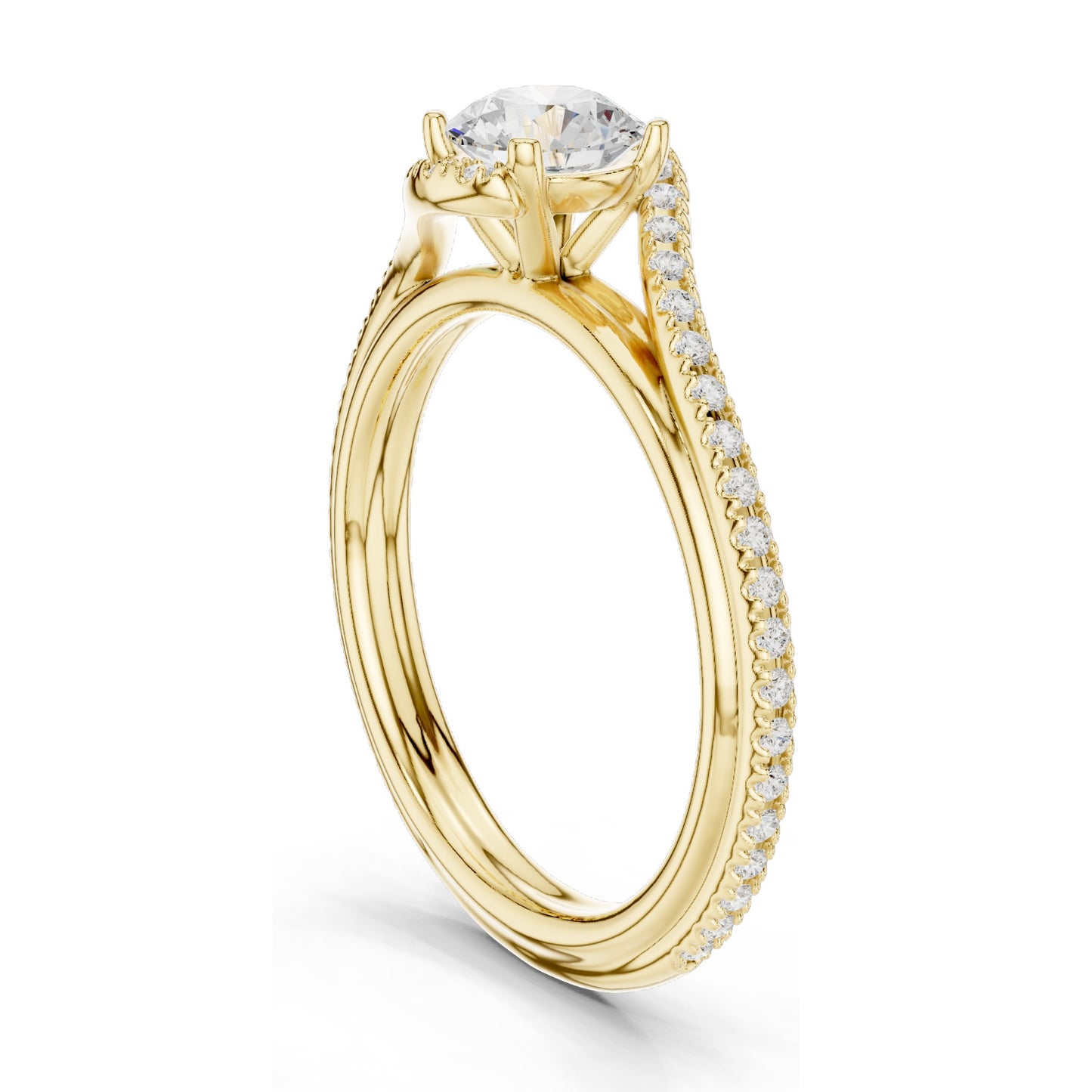 0.96 CT Round Brilliant Lab Diamond Twist Engagement Ring | VVS-VS EF Clarity | 18KT, 14KT, 10KT Gold & 925 Silver | Rose, Yellow, White Gold & Moissanite Options