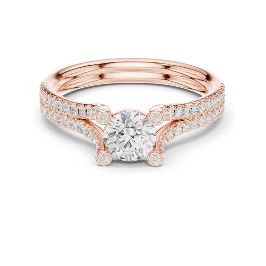 0.99 CT Round Brilliant Lab Diamond Engagement Ring | VVS-VS EF Clarity | 18KT, 14KT, 10KT Gold & 925 Silver | Rose, Yellow, White Gold & Moissanite Options