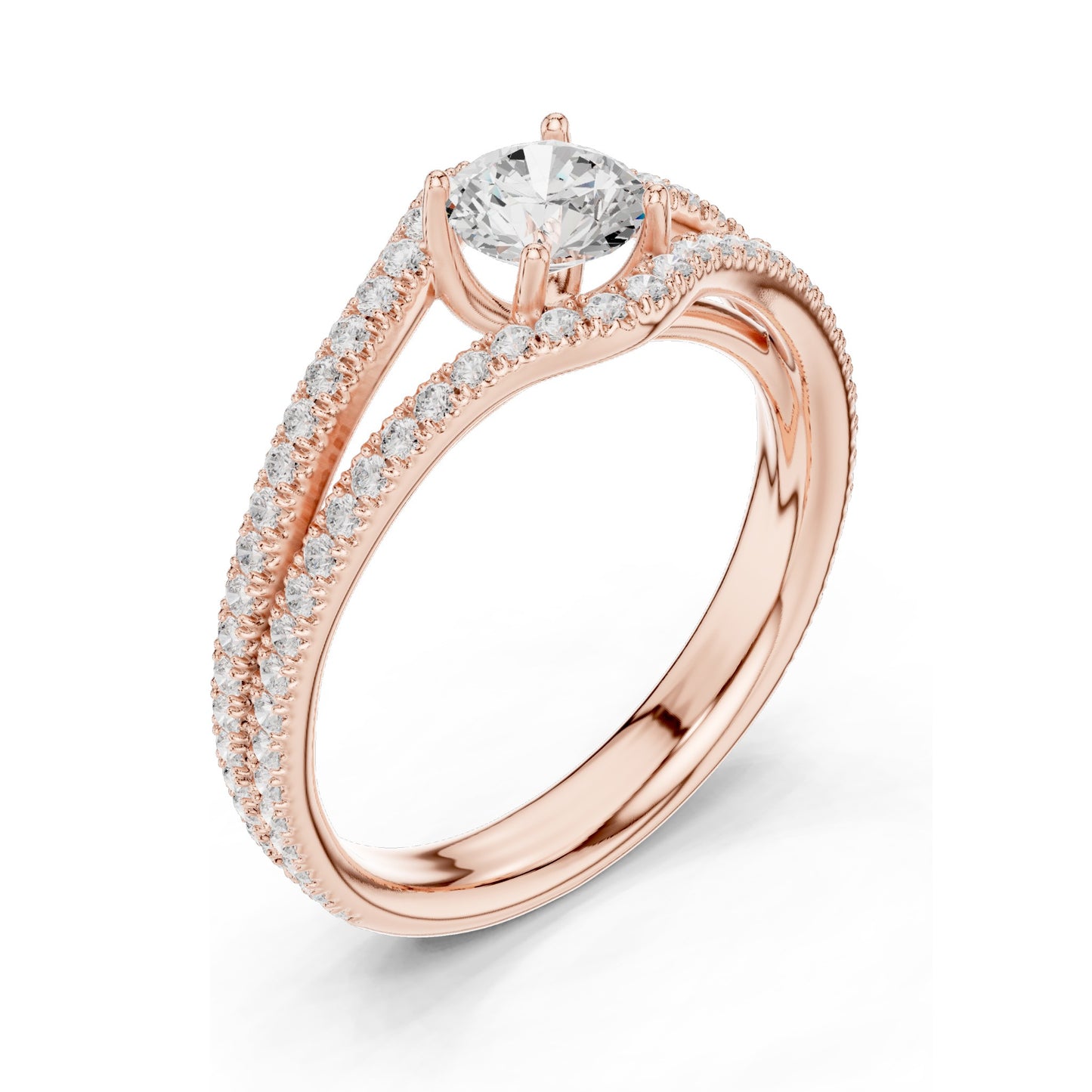 1.25 CT Round Brilliant Lab Diamond Twist Engagement Ring for Women | VVS-VS EF Clarity | 18KT, 14KT, 10KT Gold & 925 Silver | Rose, Yellow, White Gold & Moissanite Options