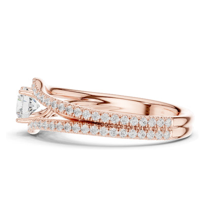1.25 CT Round Brilliant Lab Diamond Twist Engagement Ring for Women | VVS-VS EF Clarity | 18KT, 14KT, 10KT Gold & 925 Silver | Rose, Yellow, White Gold & Moissanite Options