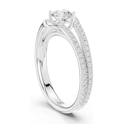 1.25 CT Round Brilliant Lab Diamond Twist Engagement Ring for Women | VVS-VS EF Clarity | 18KT, 14KT, 10KT Gold & 925 Silver | Rose, Yellow, White Gold & Moissanite Options