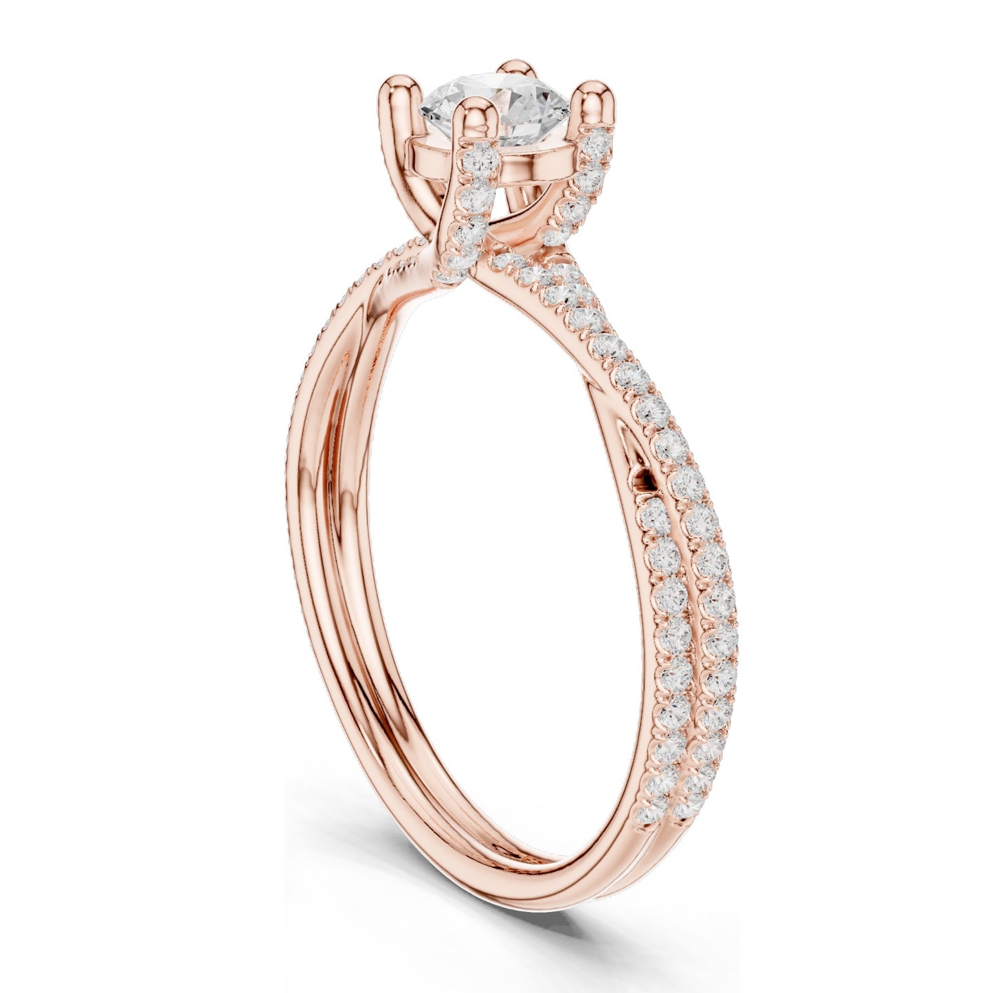 0.88 CT Round Brilliant Lab Diamond Twist Band Ring for Women | VVS-VS EF Clarity | 18KT, 14KT, 10KT Gold & 925 Silver | Rose, Yellow, White Gold & Moissanite Options