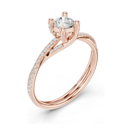 0.88 CT Round Brilliant Lab Diamond Twist Band Ring for Women | VVS-VS EF Clarity | 18KT, 14KT, 10KT Gold & 925 Silver | Rose, Yellow, White Gold & Moissanite Options