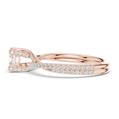 0.88 CT Round Brilliant Lab Diamond Twist Band Ring for Women | VVS-VS EF Clarity | 18KT, 14KT, 10KT Gold & 925 Silver | Rose, Yellow, White Gold & Moissanite Options