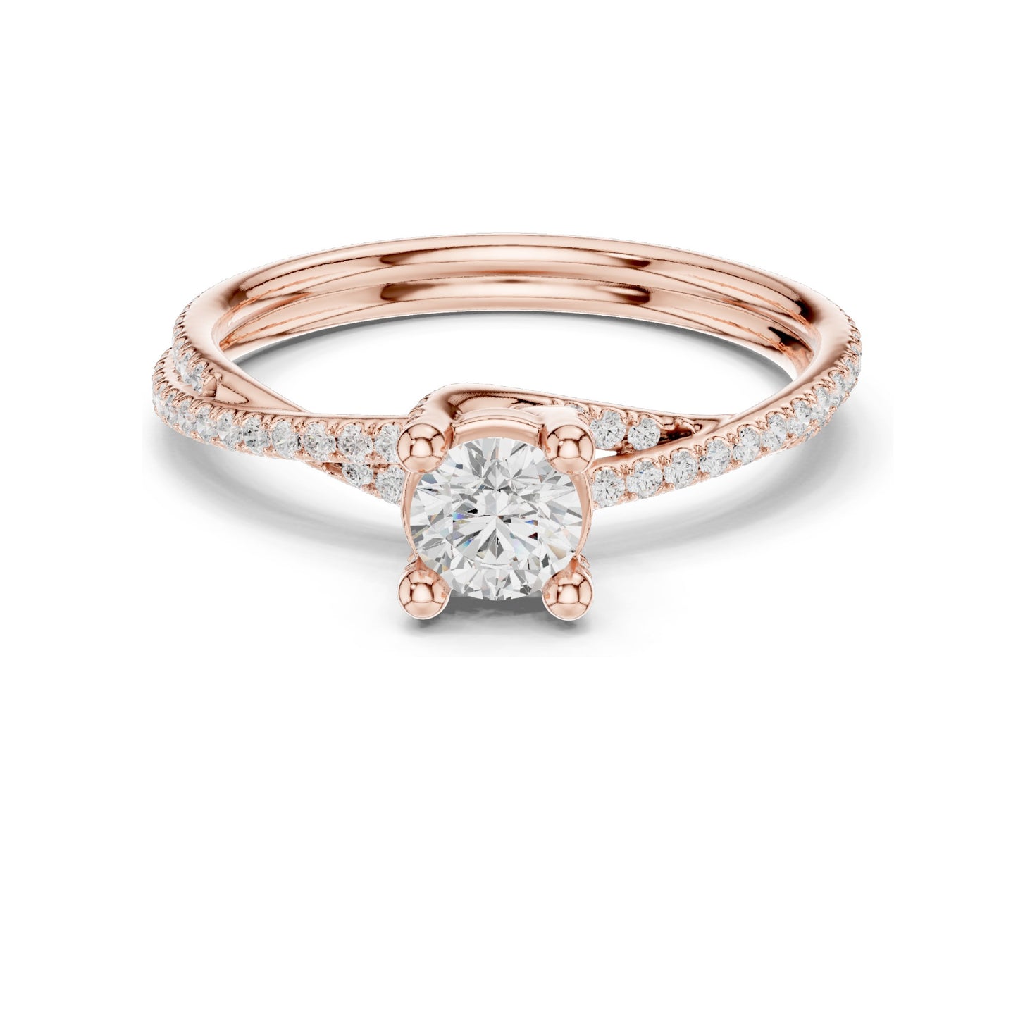 0.88 CT Round Brilliant Lab Diamond Twist Band Ring for Women | VVS-VS EF Clarity | 18KT, 14KT, 10KT Gold & 925 Silver | Rose, Yellow, White Gold & Moissanite Options