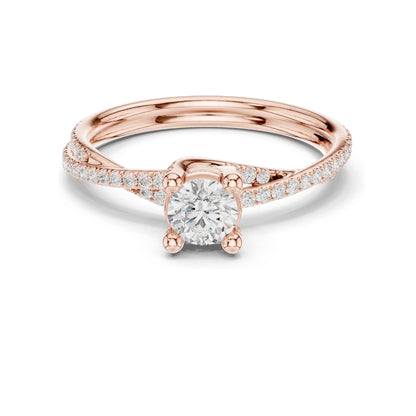 0.88 CT Round Brilliant Lab Diamond Twist Band Ring for Women | VVS-VS EF Clarity | 18KT, 14KT, 10KT Gold & 925 Silver | Rose, Yellow, White Gold & Moissanite Options