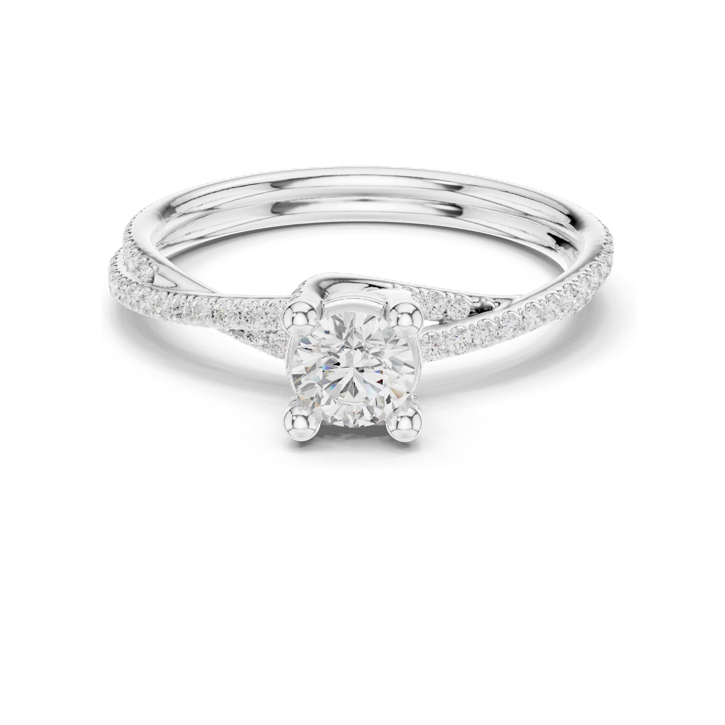 0.88 CT Round Brilliant Lab Diamond Twist Band Ring for Women | VVS-VS EF Clarity | 18KT, 14KT, 10KT Gold & 925 Silver | Rose, Yellow, White Gold & Moissanite Options
