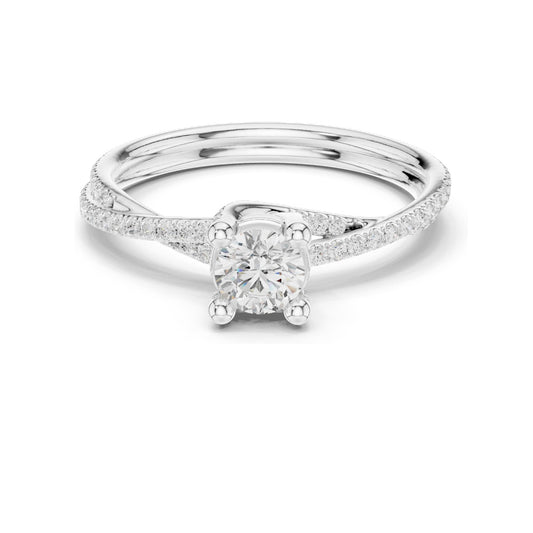 0.88 CT Round Brilliant Lab Diamond Twist Band Ring for Women | VVS-VS EF Clarity | 18KT, 14KT, 10KT Gold & 925 Silver | Rose, Yellow, White Gold & Moissanite Options