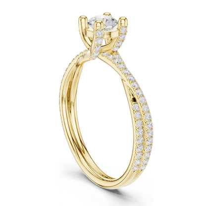 0.88 CT Round Brilliant Lab Diamond Twist Band Ring for Women | VVS-VS EF Clarity | 18KT, 14KT, 10KT Gold & 925 Silver | Rose, Yellow, White Gold & Moissanite Options