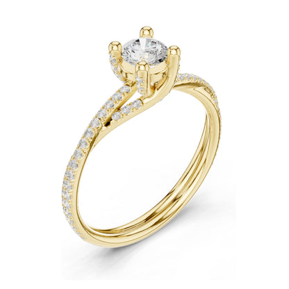 0.88 CT Round Brilliant Lab Diamond Twist Band Ring for Women | VVS-VS EF Clarity | 18KT, 14KT, 10KT Gold & 925 Silver | Rose, Yellow, White Gold & Moissanite Options