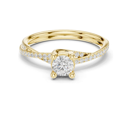 0.88 CT Round Brilliant Lab Diamond Twist Band Ring for Women | VVS-VS EF Clarity | 18KT, 14KT, 10KT Gold & 925 Silver | Rose, Yellow, White Gold & Moissanite Options