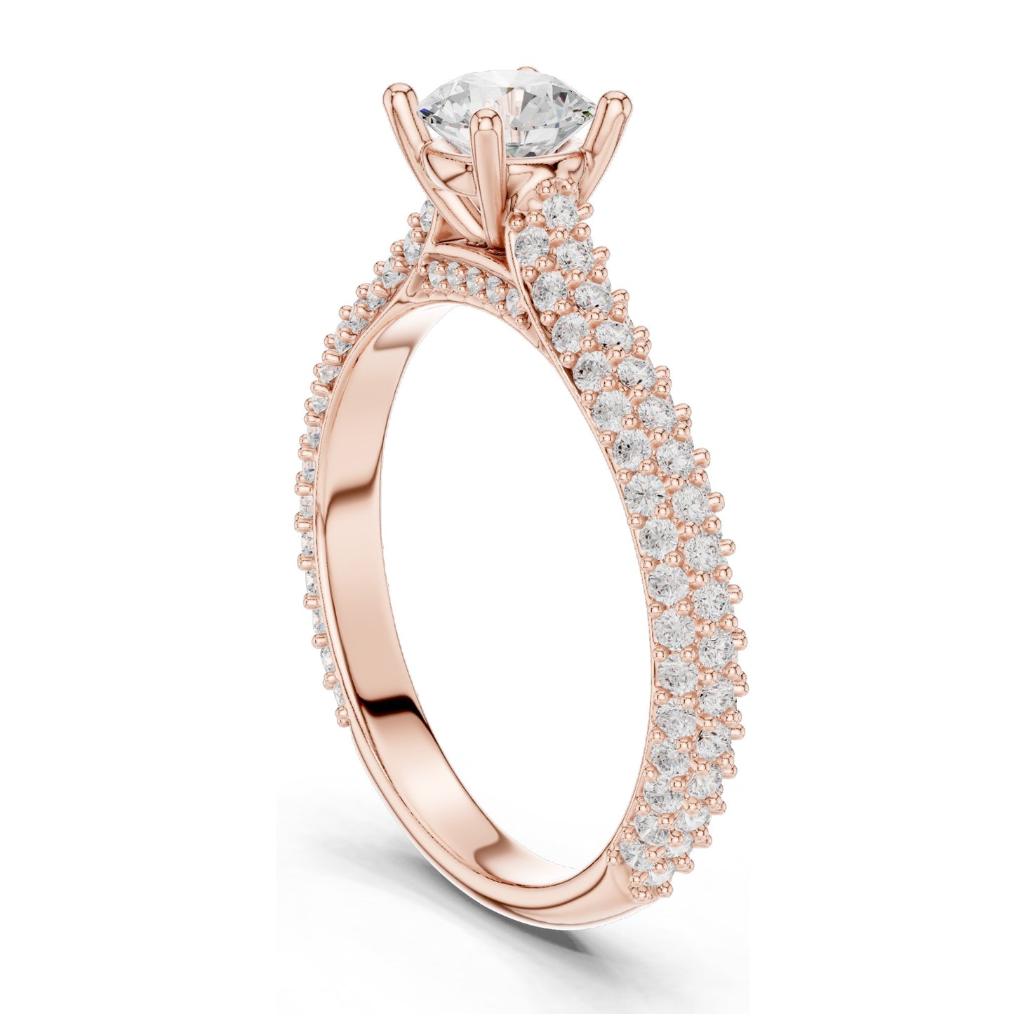 1.52 CT Round Brilliant Lab Diamond Pave-Set Band Ring for Women | VVS-VS EF Clarity | 18KT, 14KT, 10KT Gold & 925 Silver | Rose, Yellow, White Gold & Moissanite Options