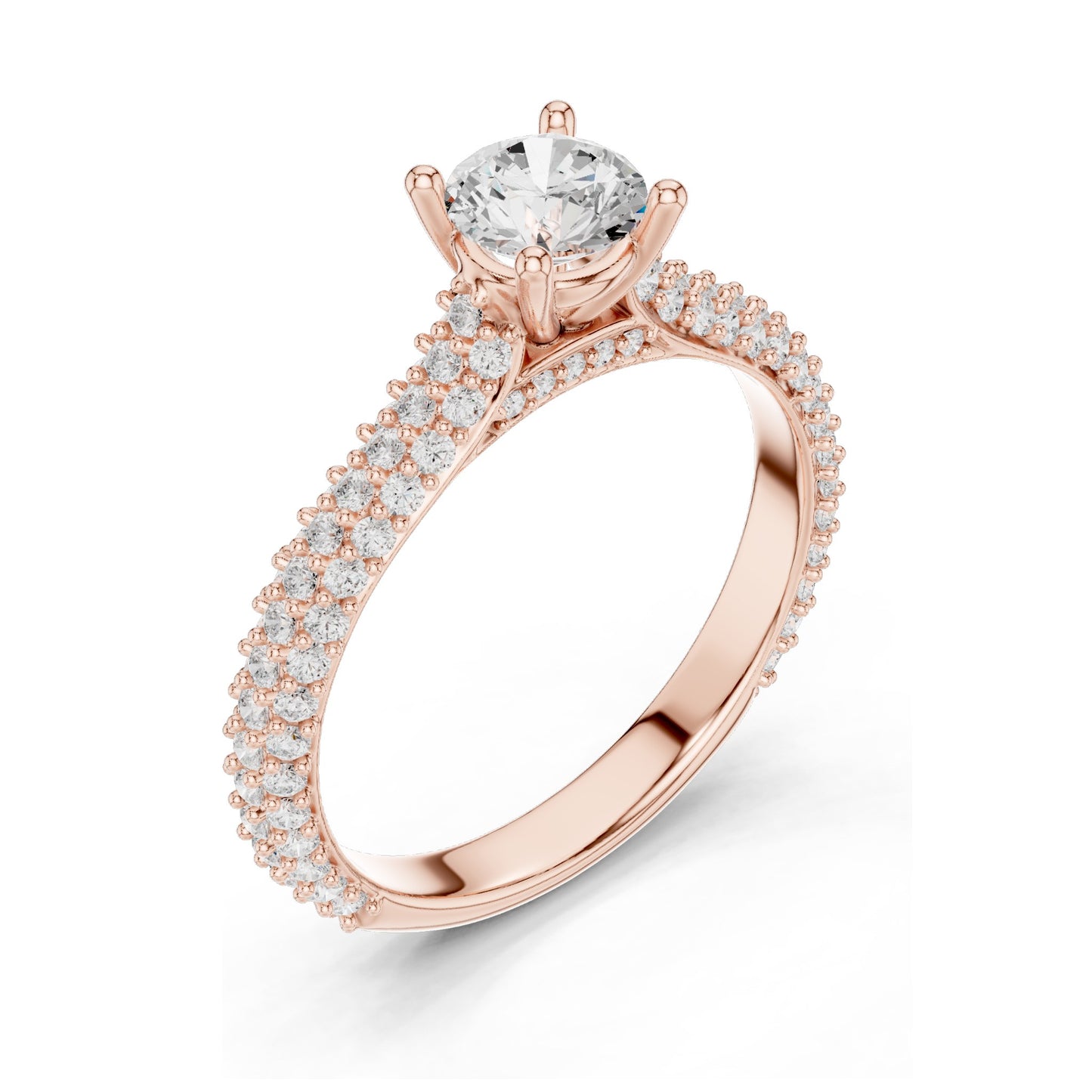 1.52 CT Round Brilliant Lab Diamond Pave-Set Band Ring for Women | VVS-VS EF Clarity | 18KT, 14KT, 10KT Gold & 925 Silver | Rose, Yellow, White Gold & Moissanite Options