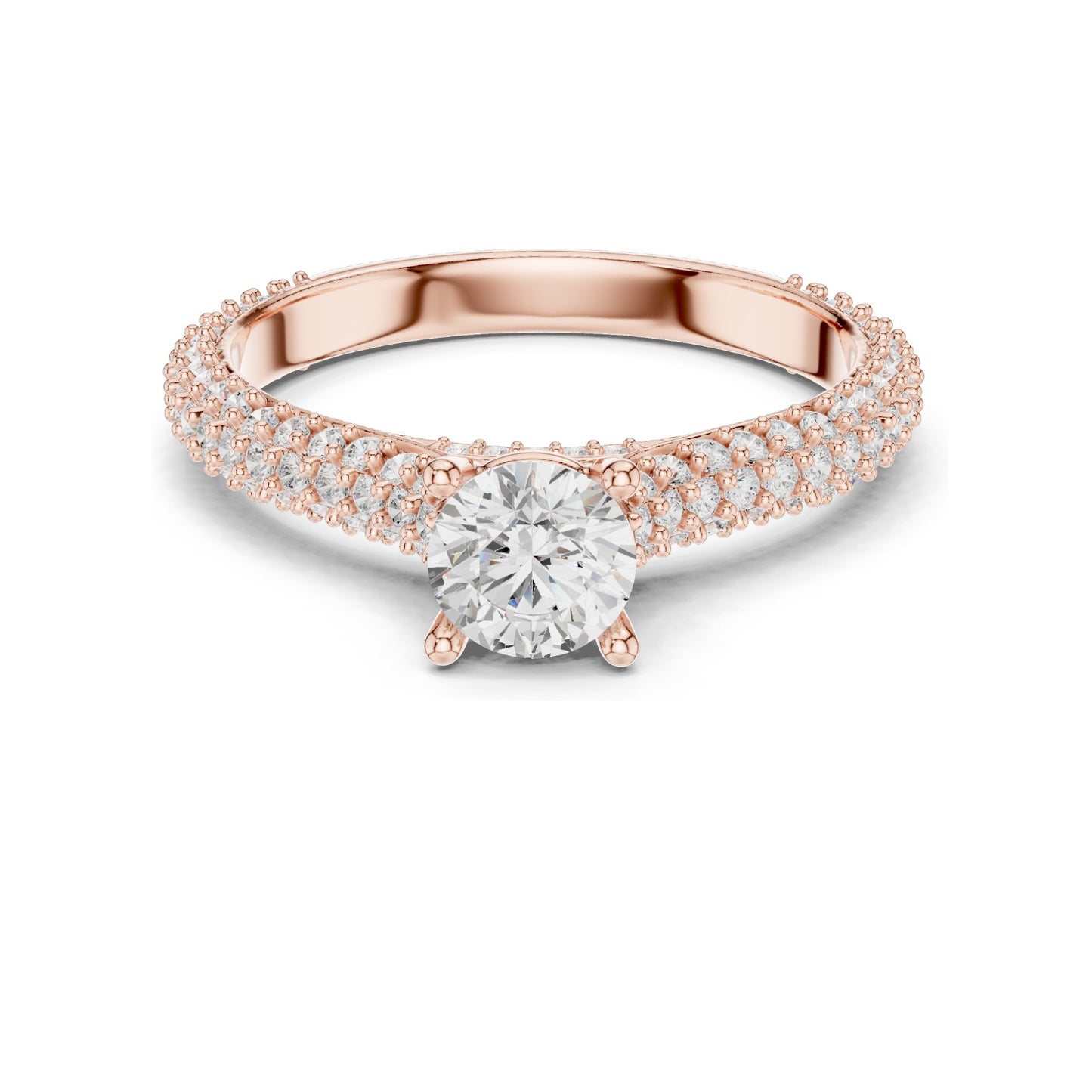 1.52 CT Round Brilliant Lab Diamond Pave-Set Band Ring for Women | VVS-VS EF Clarity | 18KT, 14KT, 10KT Gold & 925 Silver | Rose, Yellow, White Gold & Moissanite Options