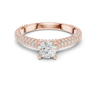 1.52 CT Round Brilliant Lab Diamond Pave-Set Band Ring for Women | VVS-VS EF Clarity | 18KT, 14KT, 10KT Gold & 925 Silver | Rose, Yellow, White Gold & Moissanite Options