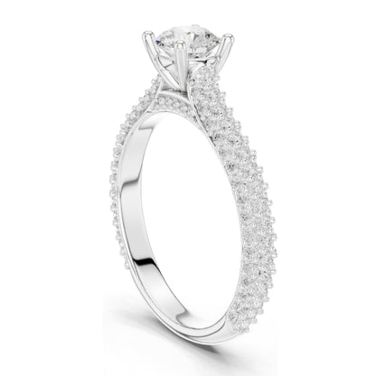 1.52 CT Round Brilliant Lab Diamond Pave-Set Band Ring for Women | VVS-VS EF Clarity | 18KT, 14KT, 10KT Gold & 925 Silver | Rose, Yellow, White Gold & Moissanite Options
