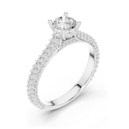 1.52 CT Round Brilliant Lab Diamond Pave-Set Band Ring for Women | VVS-VS EF Clarity | 18KT, 14KT, 10KT Gold & 925 Silver | Rose, Yellow, White Gold & Moissanite Options