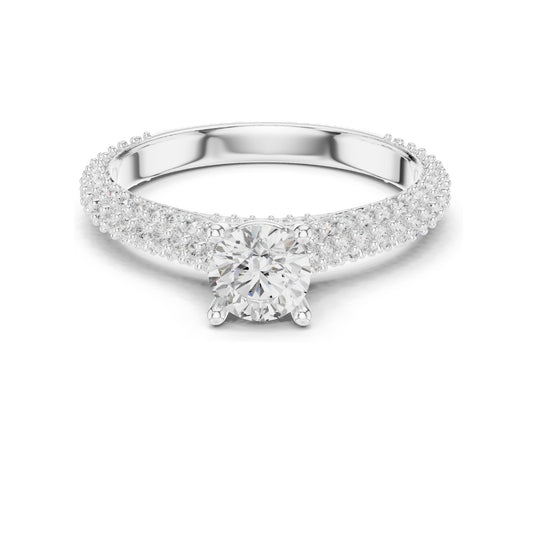 1.52 CT Round Brilliant Lab Diamond Pave-Set Band Ring for Women | VVS-VS EF Clarity | 18KT, 14KT, 10KT Gold & 925 Silver | Rose, Yellow, White Gold & Moissanite Options