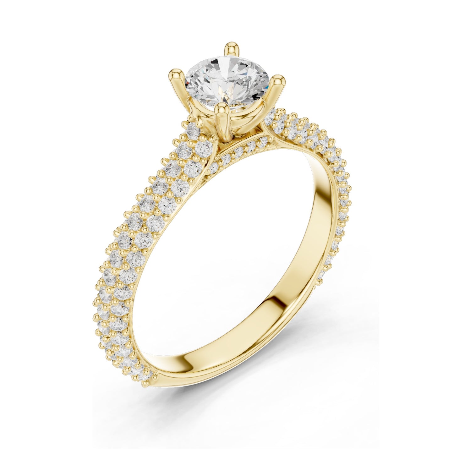 1.52 CT Round Brilliant Lab Diamond Pave-Set Band Ring for Women | VVS-VS EF Clarity | 18KT, 14KT, 10KT Gold & 925 Silver | Rose, Yellow, White Gold & Moissanite Options