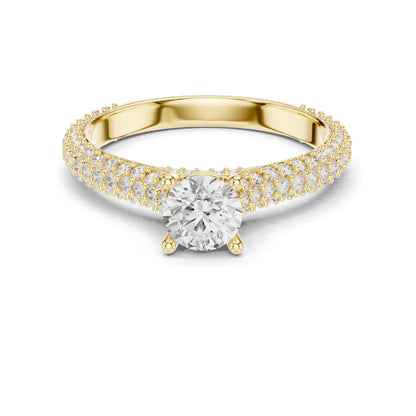 1.52 CT Round Brilliant Lab Diamond Pave-Set Band Ring for Women | VVS-VS EF Clarity | 18KT, 14KT, 10KT Gold & 925 Silver | Rose, Yellow, White Gold & Moissanite Options