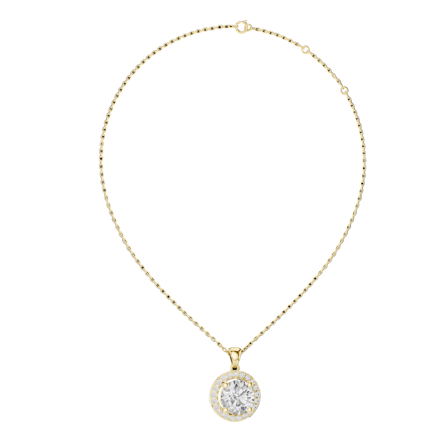 3.22 CT Lab-Created Diamond Pendant Necklace | VVS-VS EF CVD | 18KT, 14KT, Rose, Yellow, White Gold Options